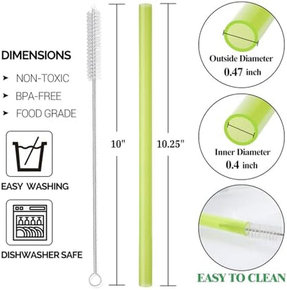 8 Pcs Extra Wide Reusable Smoothie & Boba Straws with 1 Bag & 2 Brushes - Multicolor Big Jumbo, BPA FREE Large Plastic Straws for Smoothies, Bubble Tea(Tapioca, Boba Pearls), Milkshakes