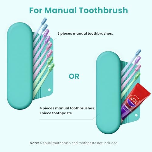 Silicone Electric Toothbrush Travel Case, Manual Toothbrush Travel Cover for Men and Women,Toothbrush Holder for Travel,Gym and More, Fits Most Manual and Electric Toothbrushes - Mint Green