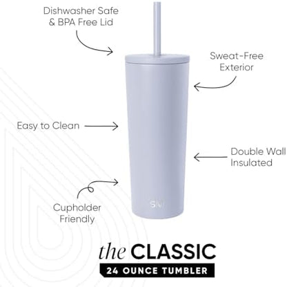 Simple Modern Iced Coffee Tumbler, Insulated | 24oz | Blue