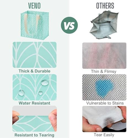 VENO 2/4 Pack Compact Reusable Grocery Shopping Bags with Hard Bottom