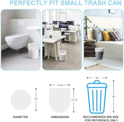 Inwaysin 1.2 Gallon 200 Pcs Small Trash Bags Bathroom Garbage Bags, Clear White Office Waste Basket Liners Compost Bags for Kitchen, Office, Pet Litter, Car, 5-6 Liter