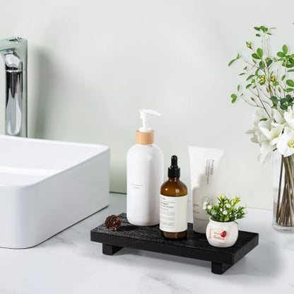 Bathroom Tray Farmhouse Decor Kitchen Soap Holder, 10" * 4.5" Black
