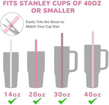 Tomorotec 15PCS Silicone Drinking Straws Fit for Stanley 40oz 30oz Tumbler