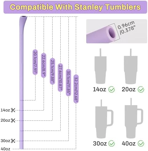 NiHome 6PCS Silicone Anti-Wrinkle Straws Fit for Stanley 40oz 30oz Tumblers