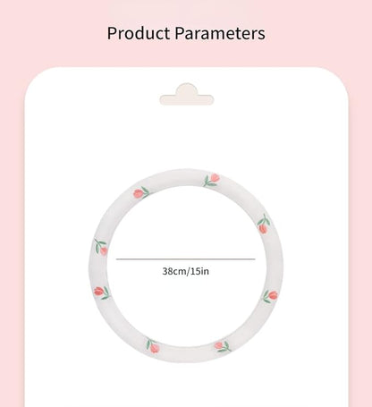 Wheel Cover Flax Microfiber Steering Wheel Covers for Women Fit 15 inch Car Cute Bow Tie Anti-Slip Breathable Absorbing Sweat Cover (Type-D-Bear)