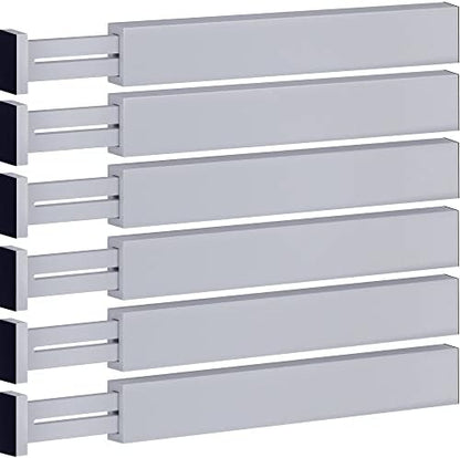 Bambüsi Bamboo Drawer Dividers 6 Pack - Deep Drawer Organizer, Adjustable 16 to 22 Inch Expandable Dividers, 2.6 Inch High Wood Separators for Kitchen, Clothes, Bedroom, Bathroom, Office - Grey