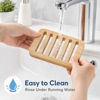 Bamboo Soap Dish, Soap Holder Soap Case Sponge Tray Sponge Drain Rack for Kitchen & Bathroom