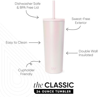 Simple Modern Iced Coffee Tumbler, Insulated | 24oz | Pearlescent