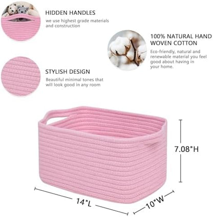 CubesLand Cube Storage Organizer Basket Bin, Cotton Rope Shelves Basket