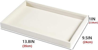 2pcs/Set Velvet Jewelry Tray, Grids Large Storage Tray for Bracelet Bangle Beads Display, Jewellery Organizer Box Tray for Home Drawer or Shop Store Selling Show (Beige Velvet)