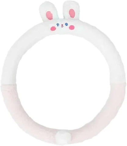 Cute Winter Plush Steering Wheel Cover - Non-Slip Warm Handlebars Decoration for Cars(Plush rabbit rong)
