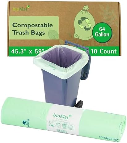 bioMat 64 Gallon Compostable Food Scrap Bags, 10 Count