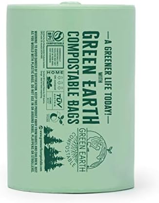 Green Earth Compostable Tall Kitchen Food Scrap Trash Bags, Compost Bin Compatible, 13 Gallon, 49 Liter, 200-Count, Superior Strength 0.9 Mil, ASTM D6400, BPI (US) & OK Compost Home (EU) Certified
