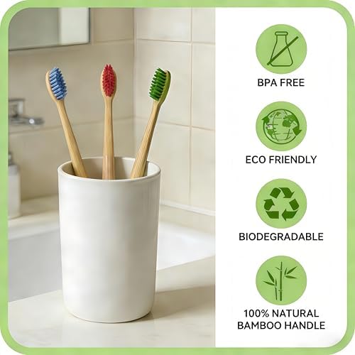 Gufiky Bamboo Toothbrushes Soft Bristles 6 Pack - Natural Wooden Toothbrush for Adults, Eco Friendly & Plastic Free Toothbrush with Cone Handle, Biodegradable & Non Toxic Tooth Brush Set