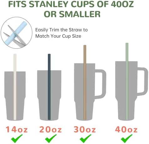 Tomorotec 15PCS Silicone Drinking Straws Fit for Stanley 40oz 30oz Tumbler
