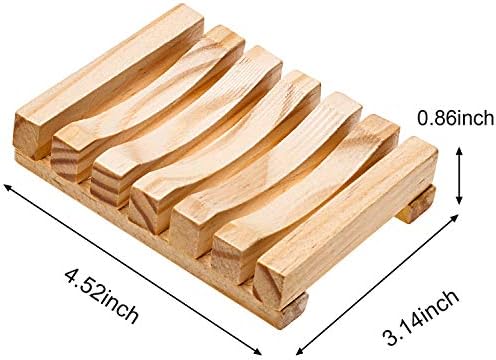 Honoson 5 Pcs Natural Wood Soap Dish Drain Tray for Shower Bath,Wooden