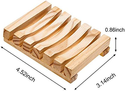 Honoson 5 Pcs Natural Wood Soap Dish Drain Tray for Shower Bath,Wooden
