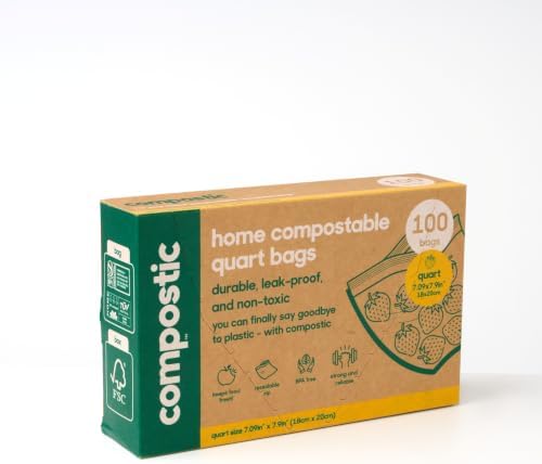 Compostic Compostable Quart Bags, 100 Ct, Zip-Seal