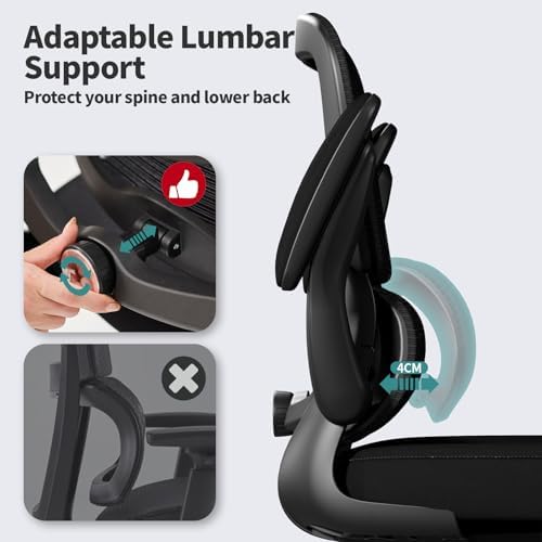 TRALT Office Chair - Ergonomic Desk Chair with Adjustable Lumbar Support, Mesh Computer Chair, Executive Chairs for Home Office Comfortable Lumbar Support Black Pack of 4