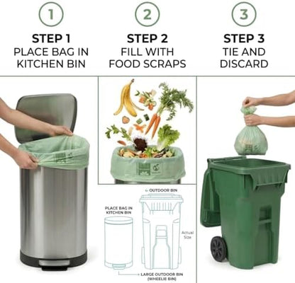 Compostable Trash Bags 6 Gallon, 50 Count Kitchen Food Waste Bags