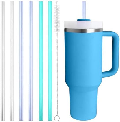 6Pack Replacement Straws for Stanley 40 oz 30 oz Tumblers, Reusable Tritan Straws with Cleaning Brush for Stanley Cup Accessorie