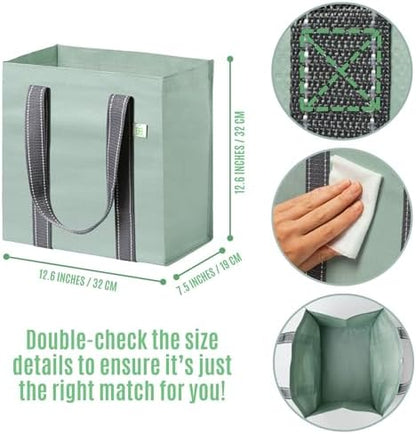VENO 2/4 Pack Compact Reusable Grocery Shopping Bags with Hard Bottom
