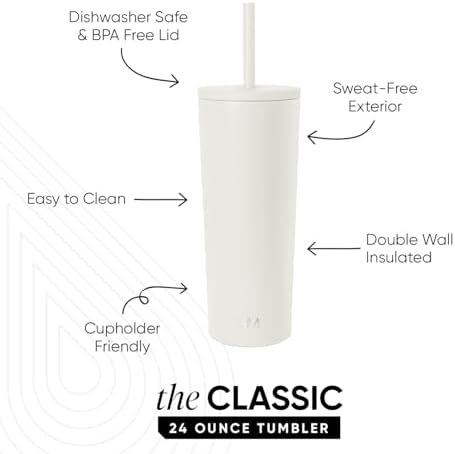 Simple Modern Iced Coffee Tumbler, Insulated | 24oz | Cream