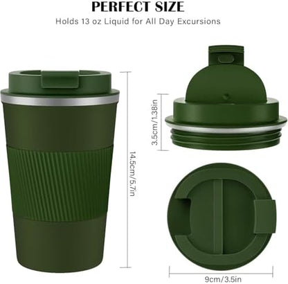 KETIEE Travel Coffee Mug 12oz: Vacuum Insulated Coffee Cup with Leakproof Lid, Coffee Tumbler, Reusable Coffee Cups, Double Wall Stainless Steel Coffee Mug to Go for Hot/Iced Water Tea (Green)