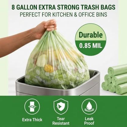 OrangeBio 8 Gallon Compostable Trash Bags, 100 Count, BPI Home Certified