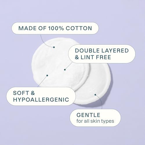 Cliganic Organic Cotton Rounds (500 Count) Makeup Remover Pads, Hypoallergenic, Lint-Free | 100% Pure Cotton (Packaging May Vary)