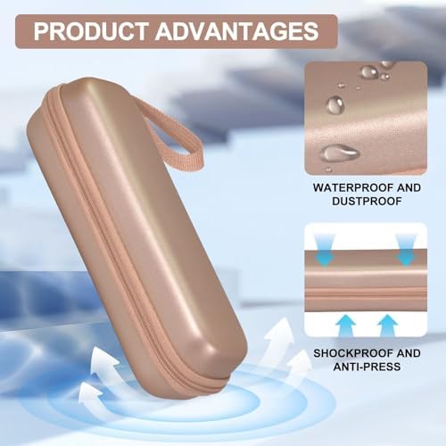 Travel Case for Oral-B/Oral-B Pro/Phlips Sonicare Electric Toothbrush with 2pcs Toothbrush Heads Cover Cap, Portable Hard Protective Storage Bag with Accessories Storage (Gold)