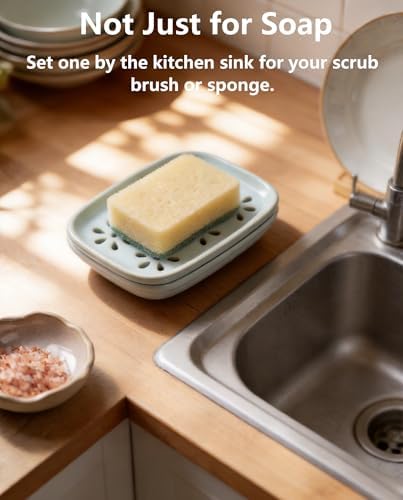 Miamolo Soap Dish for Shower with Drainage 2-Tier Bar Soap Holder Mess-Free