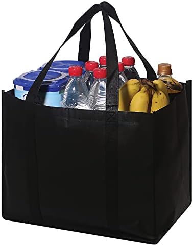 DIOMMELL Set of 16 Reusable Grocery Bags Extra Large Super Strong Heavy Duty Shopping Tote Bags with Reinforced Handles Black
