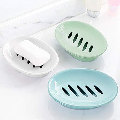 WYOK 2-Pack Soap Dish Plastic Soap Holder with Drainage for Shower (Green)