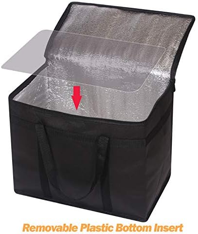 DIOMMELL XL Insulated Reusable Grocery Bags with Sturdy Zipper Reinforced Bottom & Handles, Foldable Washable Heavy Duty Cooler Totes for Hot or Cold Food Delivery, Groceries, Travel, Shopping