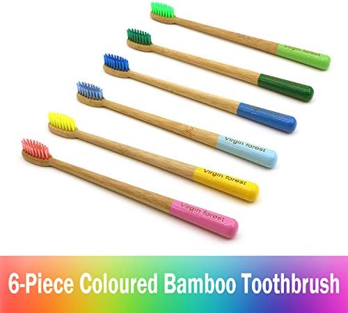 Virgin Forest Bamboo Toothbrushes 6pk, Charcoal Soft Sensitive Gums