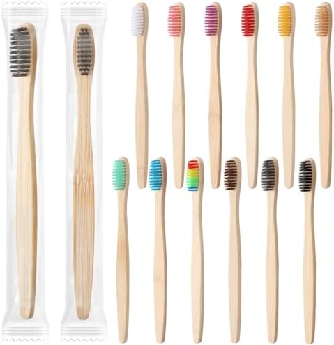 Sieral 12 Pcs Bamboo Toothbrushes Bulk, Soft Bristle Bamboo Toothbrush