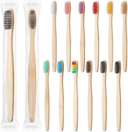 Sieral 12 Pcs Bamboo Toothbrushes Bulk, Soft Bristle Bamboo Toothbrush