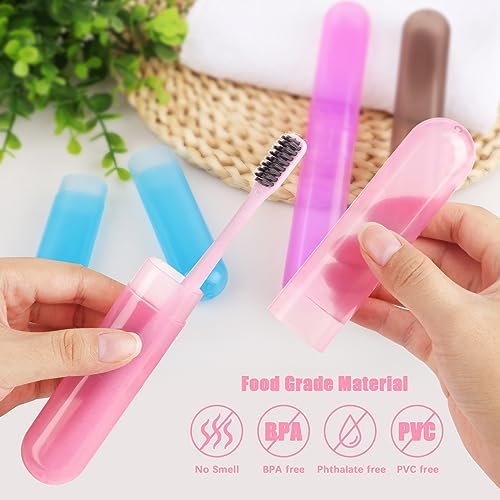 Hooqict 4 Pack Travel Toothbrush Case Portable Travel Toothbrush Holder Plastic Toothbrush Container Protector Cover Case for Traveling, Bathroom, Camping, Home, School, Business