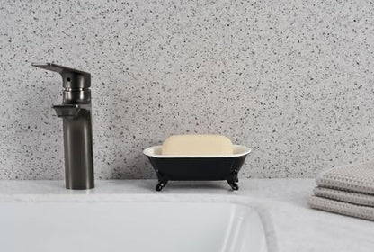 6.5" Ceramic Mini Clawfoot Bathtub Soap Dish,Bar Soap Holder,Black