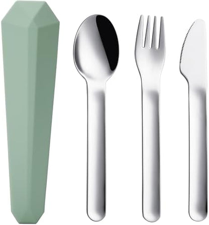 DEVICO Utensils for Lunch Box, 4Pcs Travel Silverware Set with Case, Green