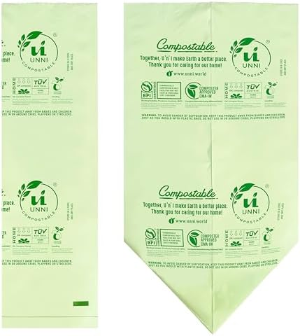 UNNI 50-55 Gallon Compostable Bags, 10 Count, 208 L, Extra Thick 1.38 Mil