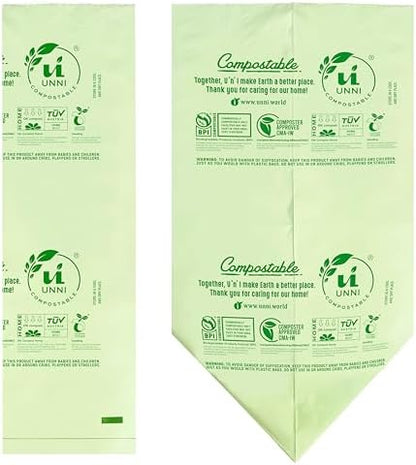 UNNI 50-55 Gallon Compostable Bags, 10 Count, 208 L, Extra Thick 1.38 Mil