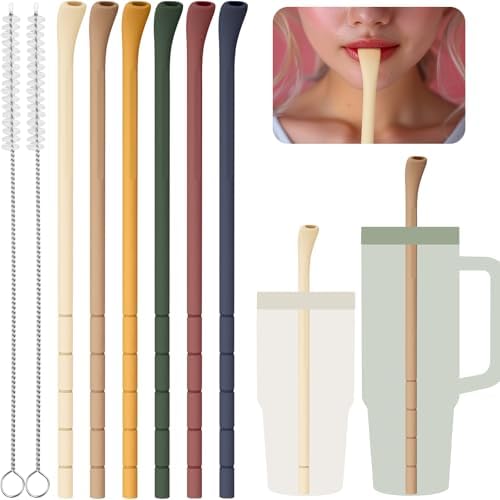 NiHome 6PCS Silicone Anti-Wrinkle Straws Fit for Stanley 40oz 30oz Tumblers