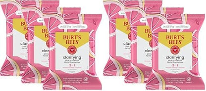 Burt's Bees Pink Grapefruit Face Wipes, for All Skin Types, Hydrating Makeup Remover & Facial Cleansing Towelettes, 90 Ct. (Pack of 2)