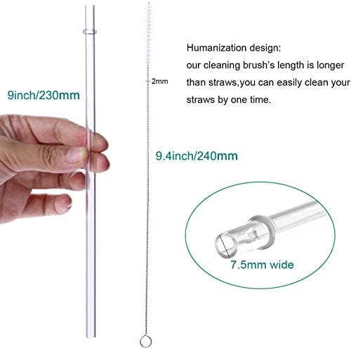 Dakoufish 9 inch Long Reusable Tritan Replacement Drinking Straws for 12 oz 16 oz Mason Jar,Tumblers, Set of 12 with Cleaning Brush (9 inch,7color)