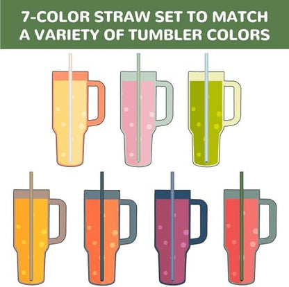 Tomorotec 15PCS Silicone Drinking Straws Fit for Stanley 40oz 30oz Tumbler
