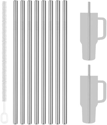 Tomorotec 8PCS Stainless Steel Straws Fit for 40oz Stanley Tumblers, Silver