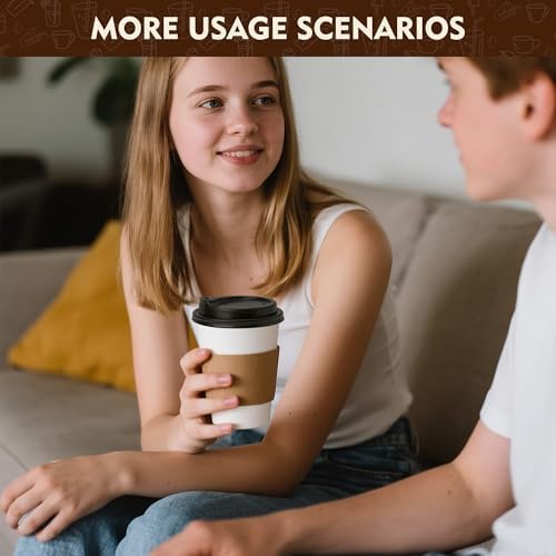 YEEHAW 12 oz 500 Pack Disposable Coffee Cups with Lids & Sleeves