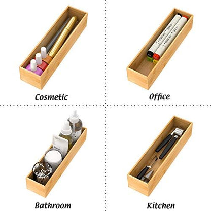 Bamboo Kitchen Drawer Organizer 12"x 3", Storage Box for Utensil Organizer